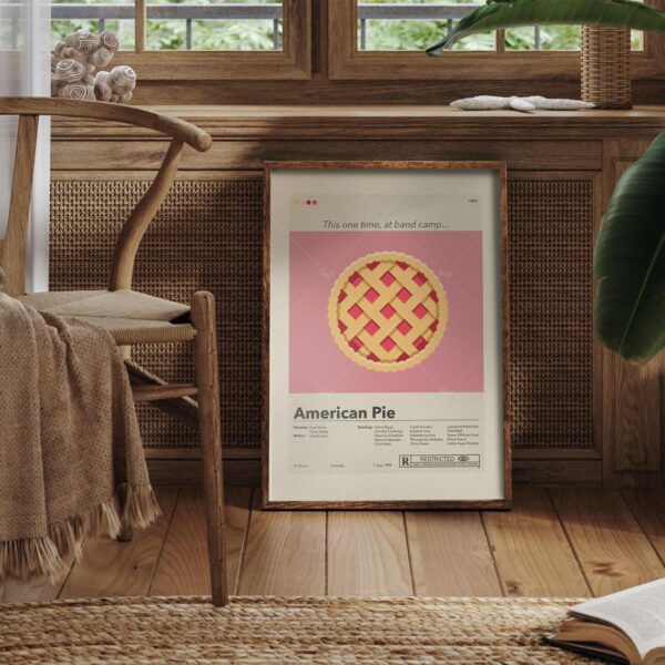 Mid-century modern American Pie movie poster print with retro design