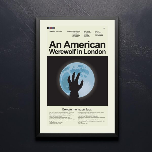 An American Werewolf in London mid-century modern movie poster