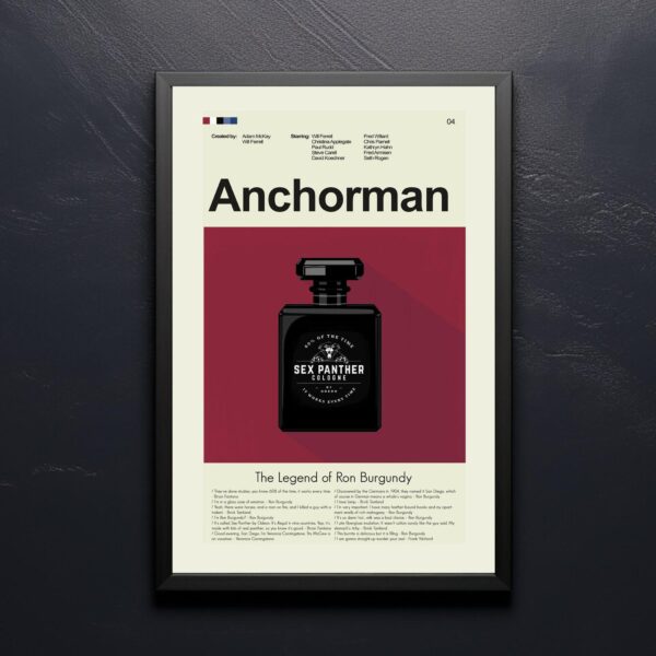 Mid-century modern style Anchorman Ron Burgundy movie poster artwork