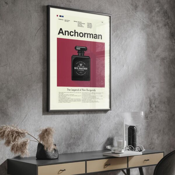 Mid-century modern style Anchorman Ron Burgundy movie poster artwork