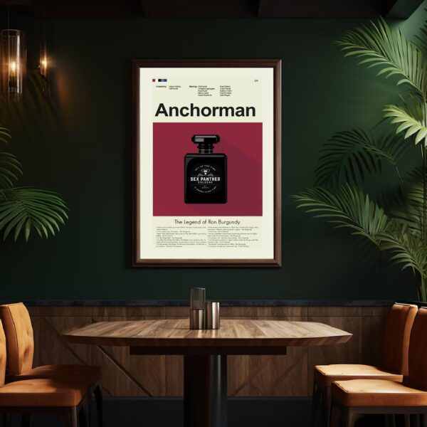Mid-century modern style Anchorman Ron Burgundy movie poster artwork