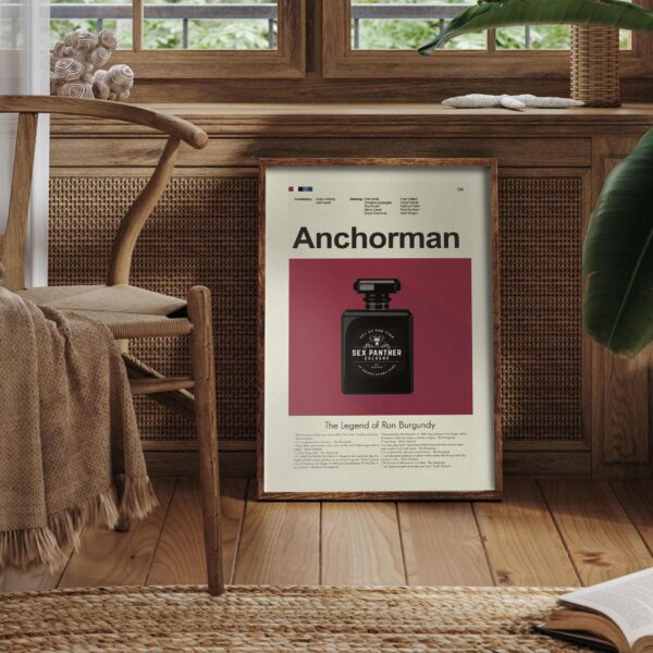 Mid-century modern style Anchorman Ron Burgundy movie poster artwork