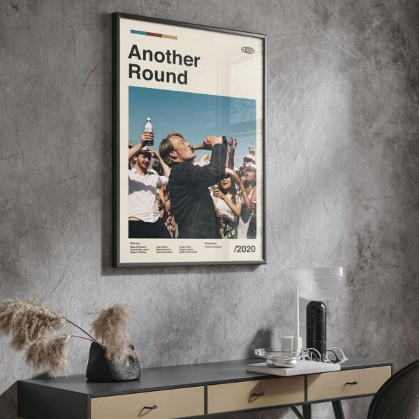 Mid-century modern style poster for Another Round movie