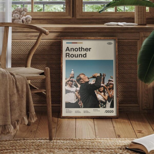Mid-century modern style poster for Another Round movie