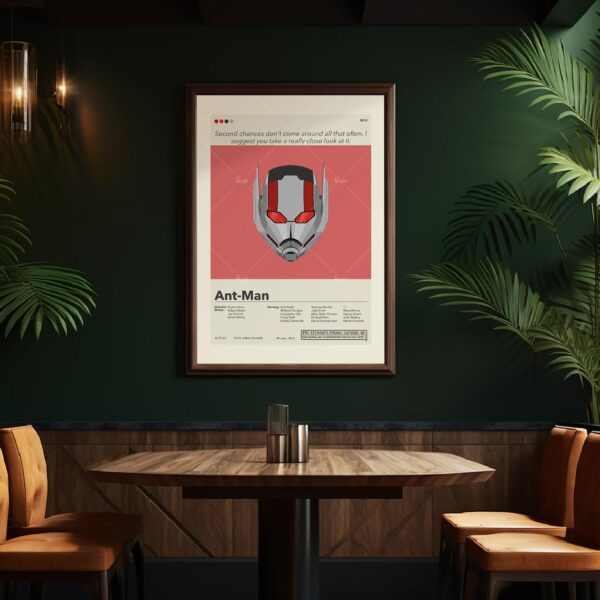Mid-century modern vintage style Ant-Man movie poster art