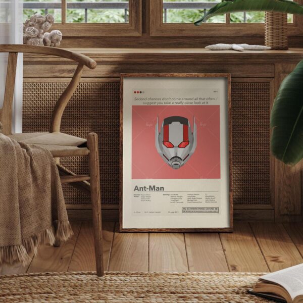 Mid-century modern vintage style Ant-Man movie poster art