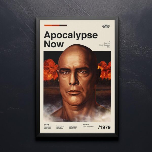 Mid-century modern style Apocalypse Now movie poster with retro furniture theme