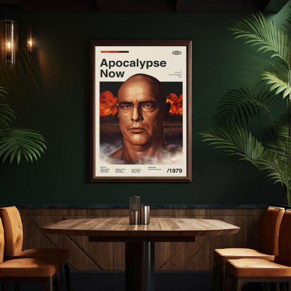 Mid-century modern style Apocalypse Now movie poster with retro furniture theme