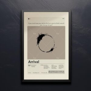 Mid-century modern style Arrival movie poster with minimalist design