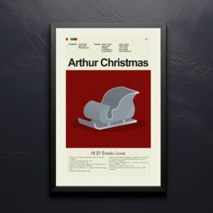 Arthur Christmas movie poster with vintage mid-century modern style