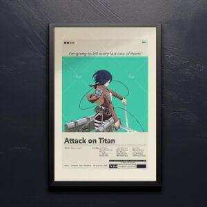 Attack on Titan movie poster in mid-century modern minimalist style