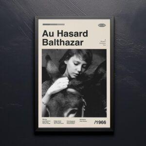 Au Hasard Balthazar movie poster in mid century modern style