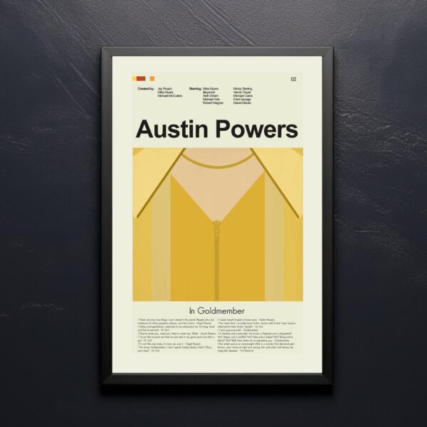 Mid-century modern Austin Powers in Goldmember movie poster wall art