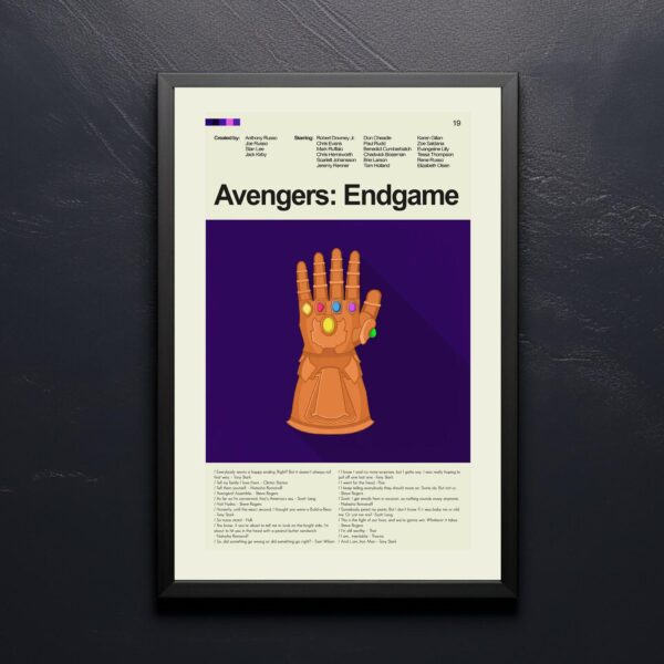 Avengers Endgame mid-century modern style graphic design movie poster