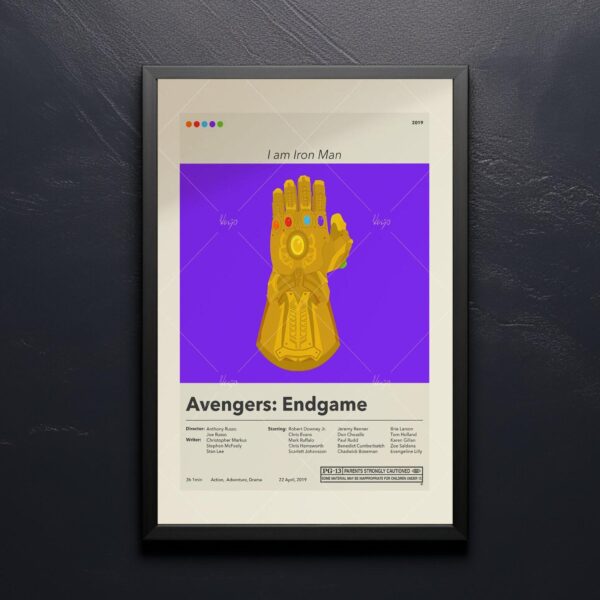 Mid-century modern Avengers: Endgame movie poster with retro design