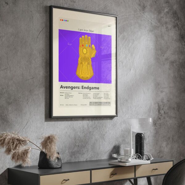 Mid-century modern Avengers: Endgame movie poster with retro design