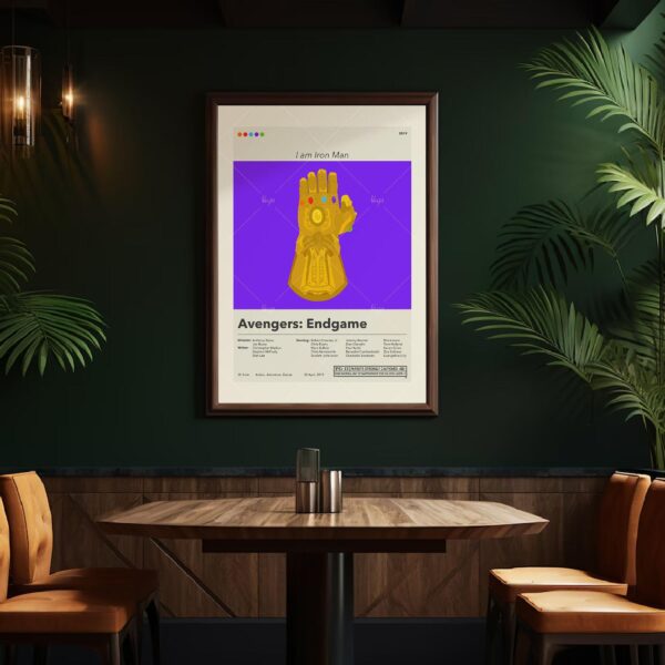 Mid-century modern Avengers: Endgame movie poster with retro design