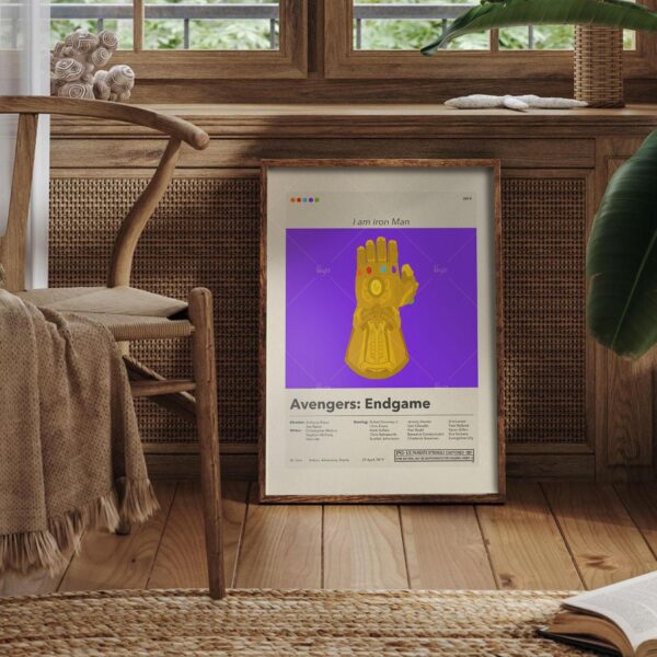 Mid-century modern Avengers: Endgame movie poster with retro design