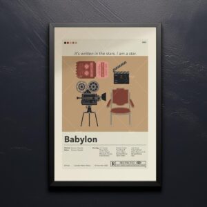 Mid-century modern Babylon movie poster wall art with vintage design