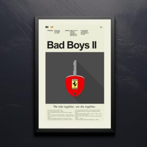Mid-century modern Bad Boys II movie poster with 20th century art style