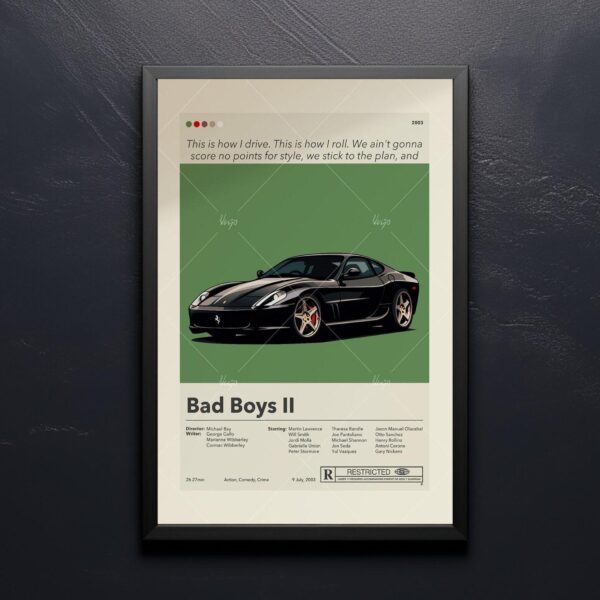 Bad Boys II mid-century modern graphic design movie poster