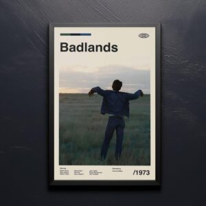Mid-century modern Badlands movie poster with vintage graphic design