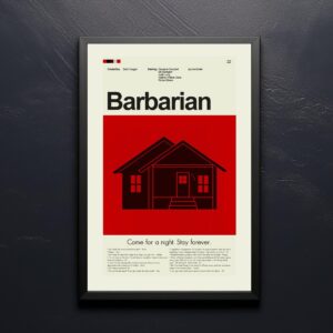 Mid-century modern Barbarian movie poster featuring 20th century poster art style