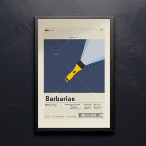 Mid-century modern Barbarian movie poster print with retro design