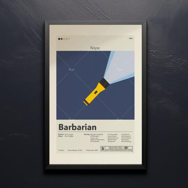 Mid-century modern Barbarian movie poster print with retro design