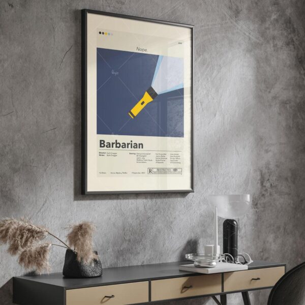 Mid-century modern Barbarian movie poster print with retro design
