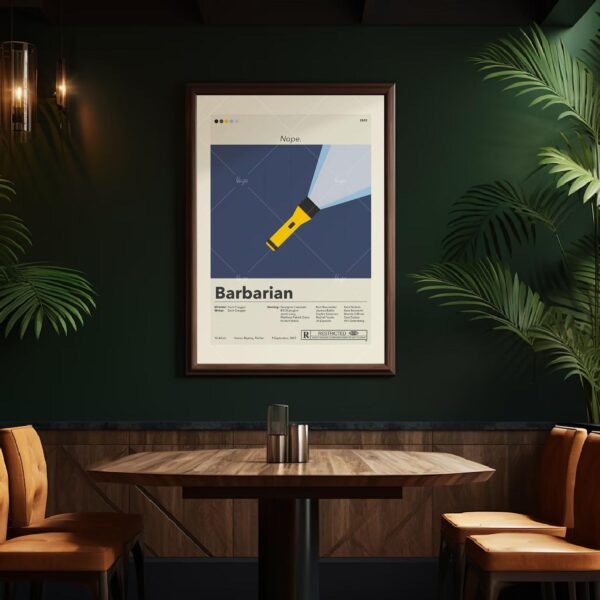 Mid-century modern Barbarian movie poster print with retro design