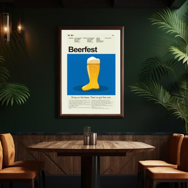 Mid-century modern style Beerfest movie poster with retro design elements