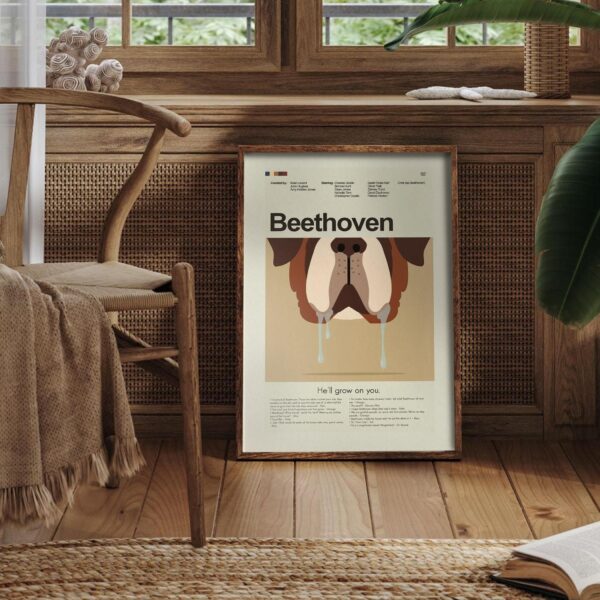 Mid-century modern Beethoven movie poster with abstract geometric design