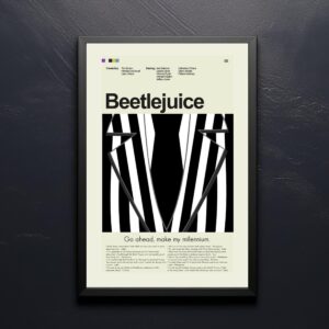 Mid-century modern Beetlejuice movie poster with vintage advertising style