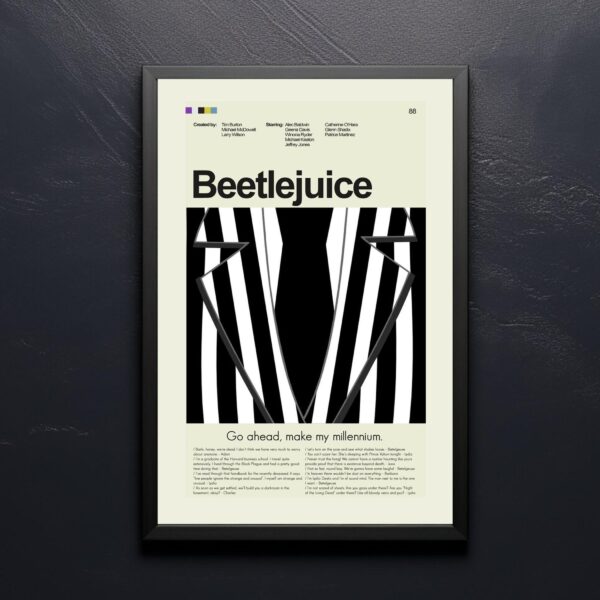 Mid-century modern Beetlejuice movie poster with vintage advertising style