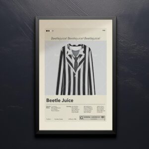 Mid-century modern Beetlejuice movie poster print with retro design
