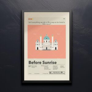 Before Sunrise movie poster with mid-century modern design elements