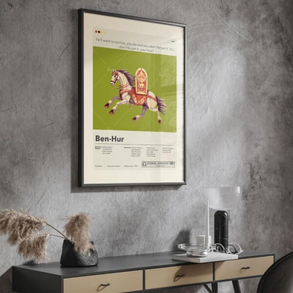 Ben-Hur movie poster showcasing 20th century mid-century modern art style