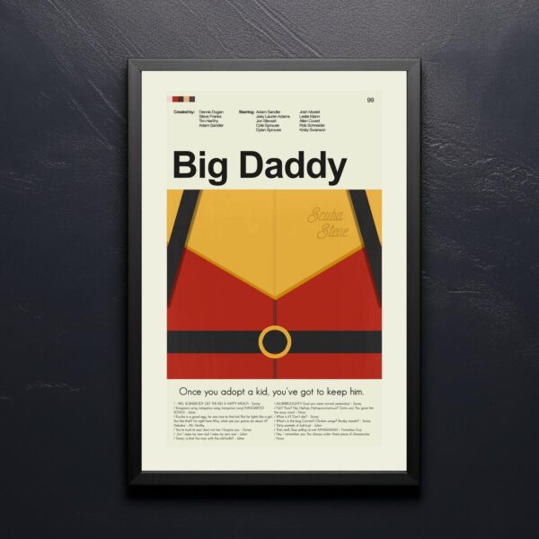 Big Daddy movie poster featuring mid-century modern house illustration