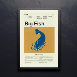 Mid-century modern Big Fish movie poster with vintage style art