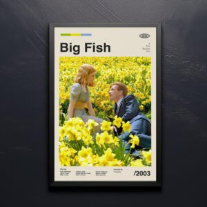 Mid-century modern Big Fish movie poster print with vintage design