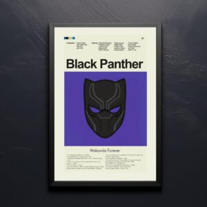 Vintage mid-century modern Black Panther movie poster