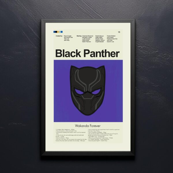 Vintage mid-century modern Black Panther movie poster