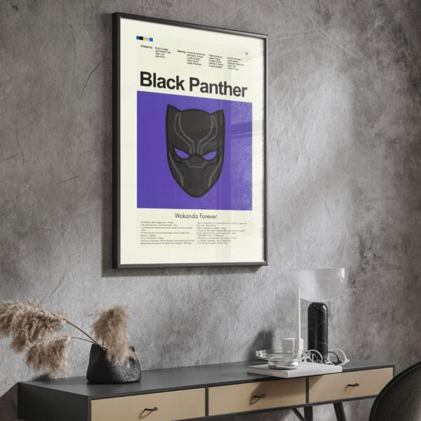 Vintage mid-century modern Black Panther movie poster