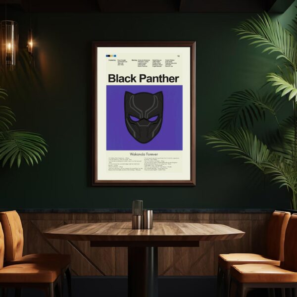 Vintage mid-century modern Black Panther movie poster