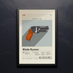 Blade Runner movie poster in mid-century modern style with furniture elements