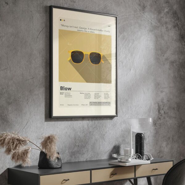 Mid-century modern Blow movie poster with retro design and bold colors