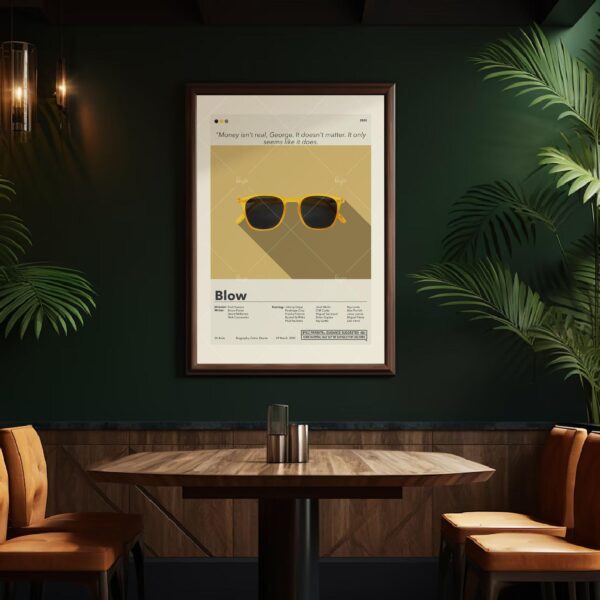 Mid-century modern Blow movie poster with retro design and bold colors