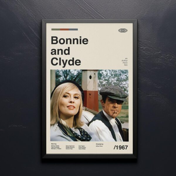 Bonnie and Clyde movie poster - mid-century artwork