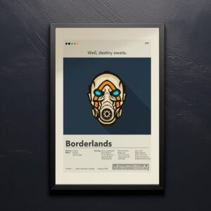 Mid-century modern Borderlands movie poster with 20th century art style